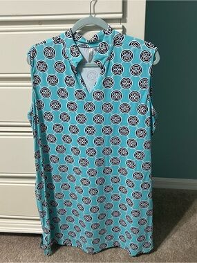 Lulu-B Aqua Blue Sleeveless Printed Shift Dress